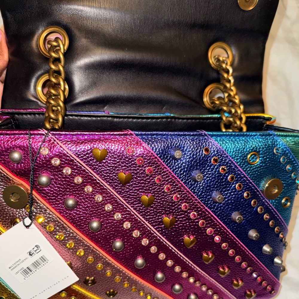 Kurt Geiger Kensington Rainbow Studded Shoulder Bag Large NWT - Picture 3 of 6